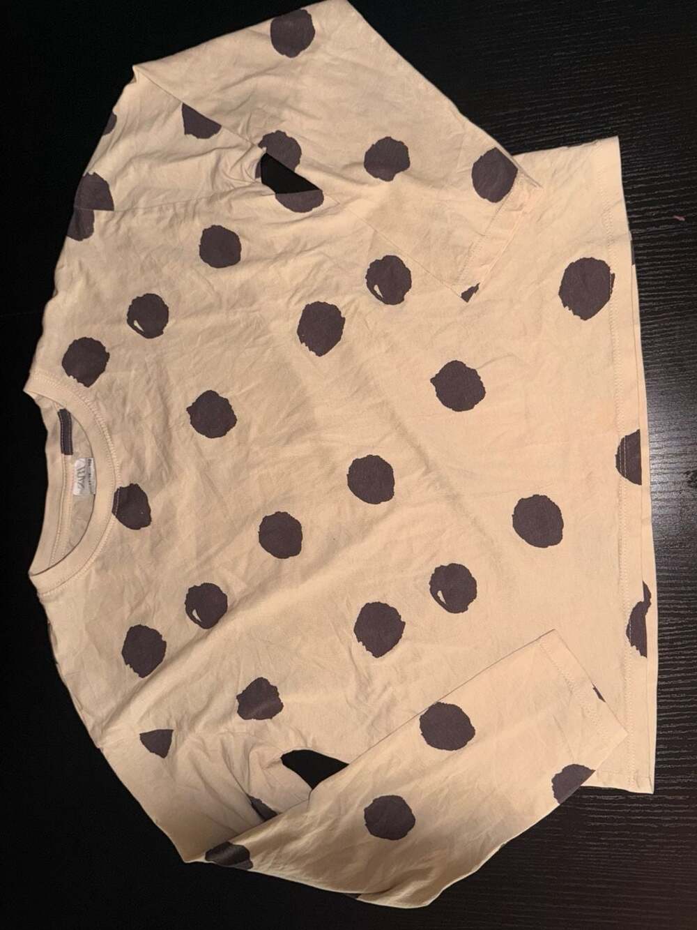 Zara Kids Beige and Brown Polka Dot Long Sleeve Crew Neck T-Shirt